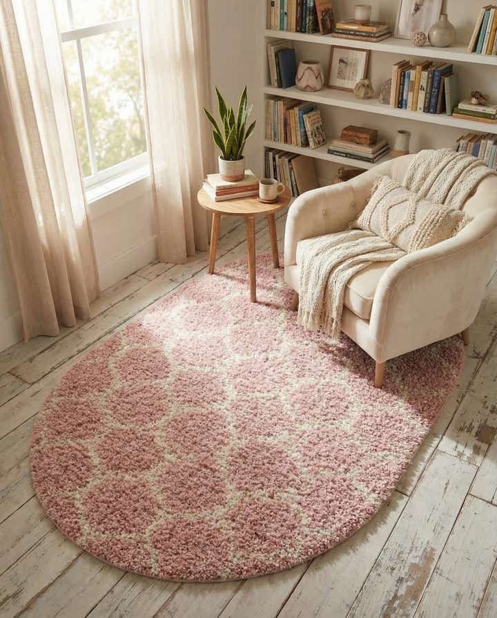 5' 3 x 8' Trellis Shag Oval Rug