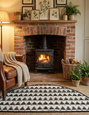 Black and White Hand Woven Chindi Jute Hearth Rug