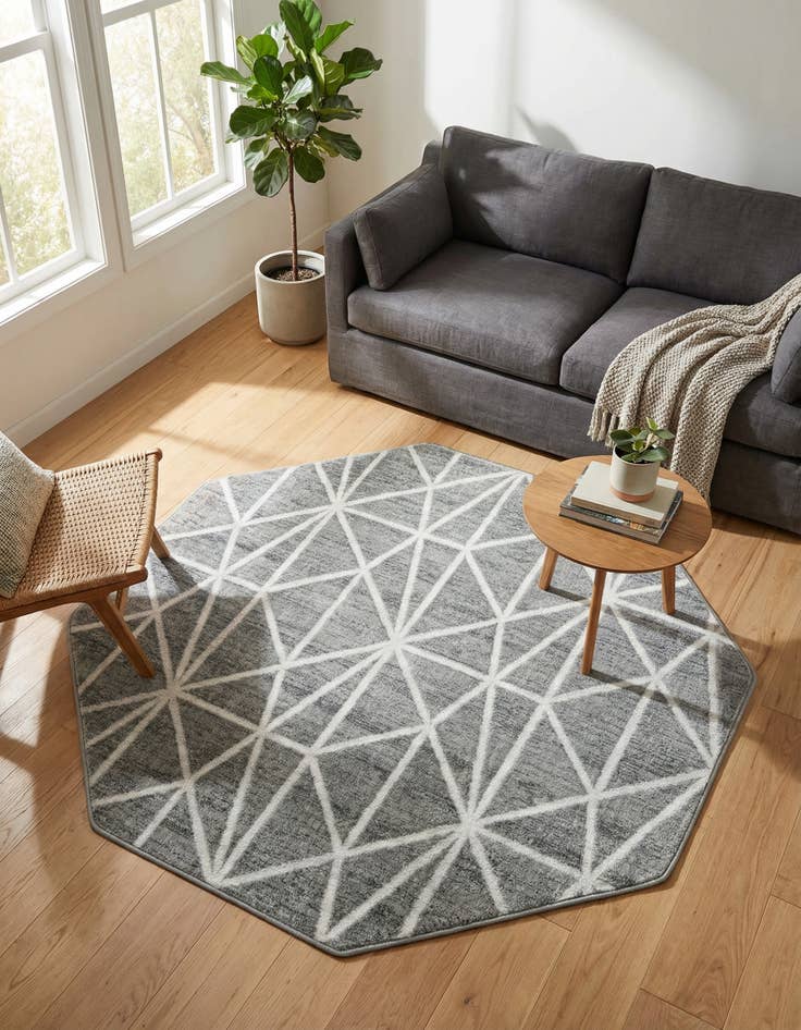 Detail image of 5' 3 x 5' 3 Lattice Trellis Octagon Rug