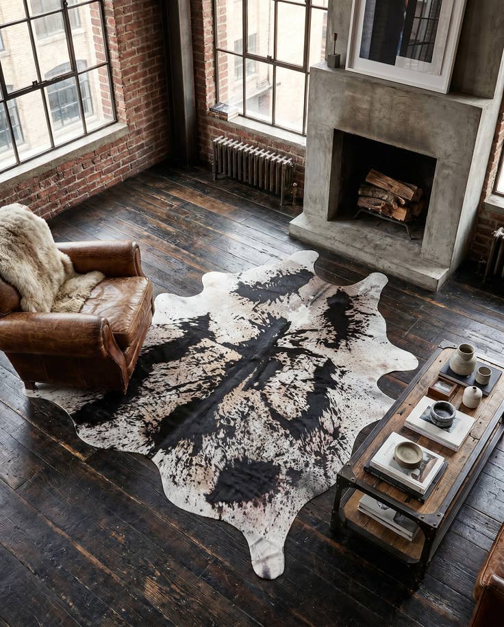 Detail image of 6' 7 x 7' 2 Cowhide Leather Rug