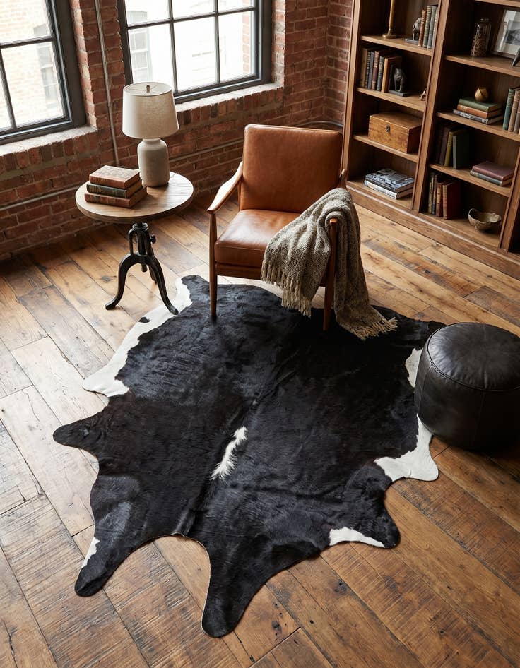 Detail image of 5' 6 x 6' 6 Cowhide Leather Rug