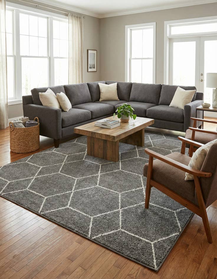 Detail image of 9' x 12' Lattice Frieze Rug