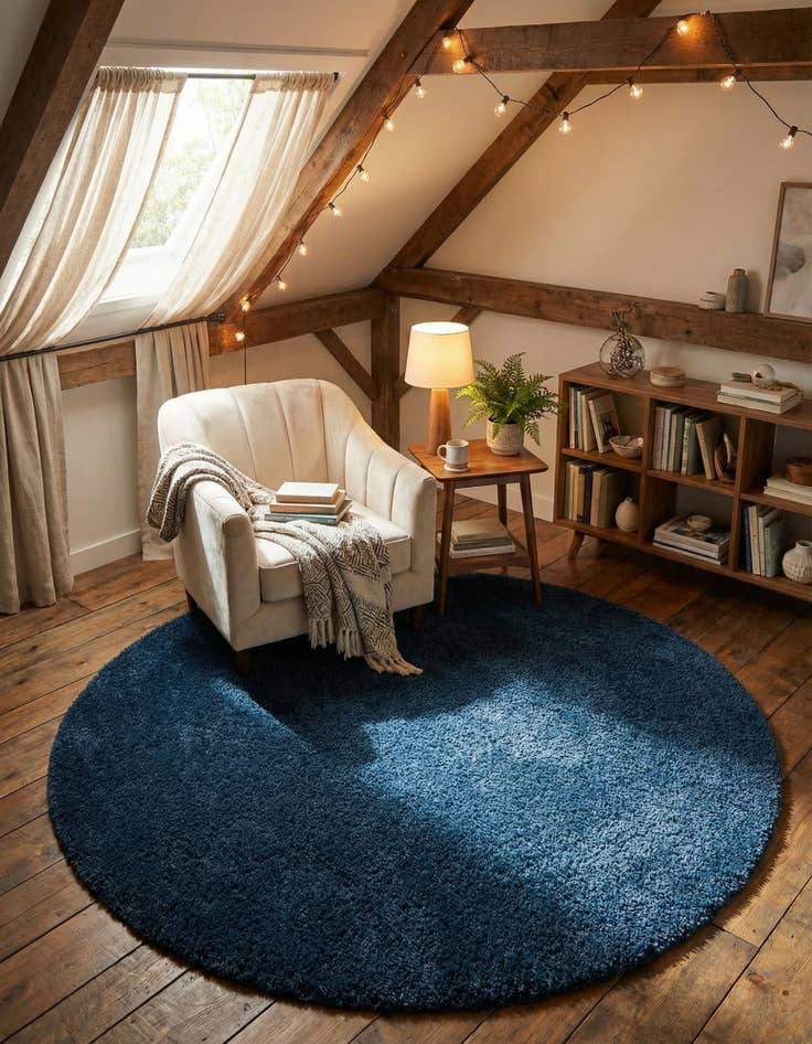 Detail image of 6' x 6' Solid Shag Round Rug