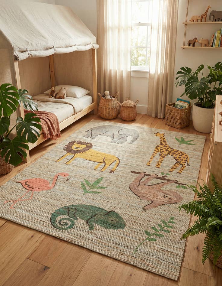 Detail image of  7' 10 x 10'  Hand Woven Chenille Jute Rug