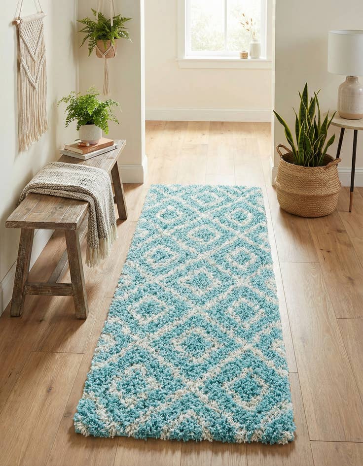 Detail image of 2' x 5' Trellis Shag Runner Rug