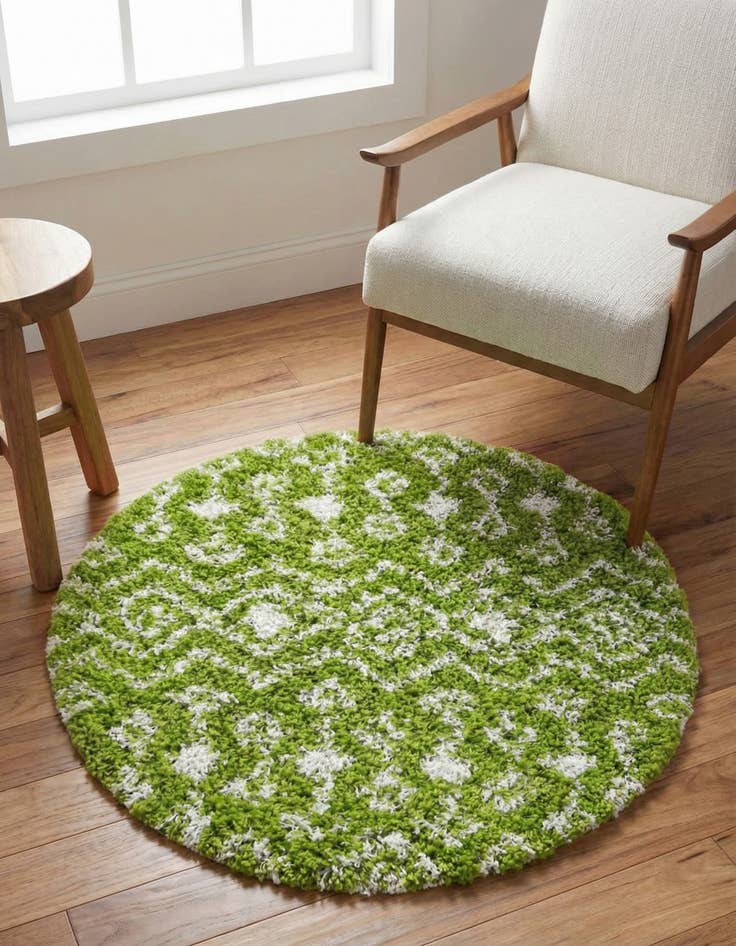 Detail image of 3' x 3' Moroccan Trellis Shag Round Rug