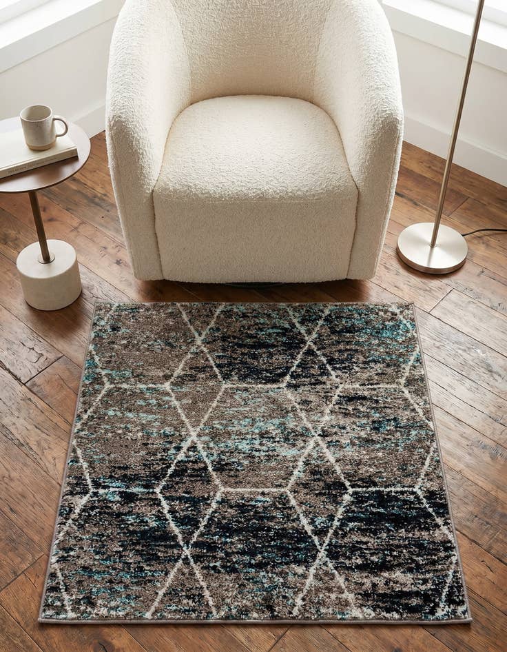 Detail image of 3' x 3' Lattice Frieze Square Rug