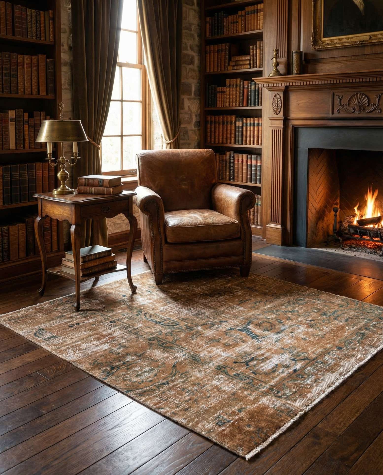 3' 9 x 4' Hand Knotted Ultra Vintage Persian Wool Square Rug
