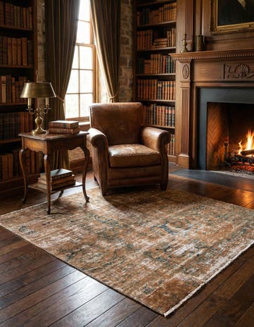 3' 9 x 4' Hand Knotted Ultra Vintage Persian Wool Square Rug