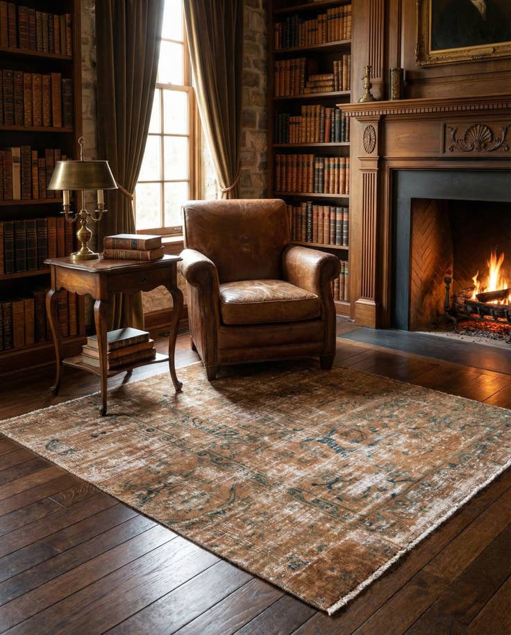 Detail image of 3' 9 x 4' Hand Knotted Ultra Vintage Persian Wool Square Rug