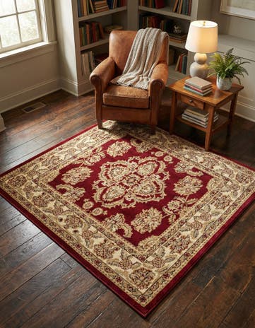 Red Aditi Square Rug