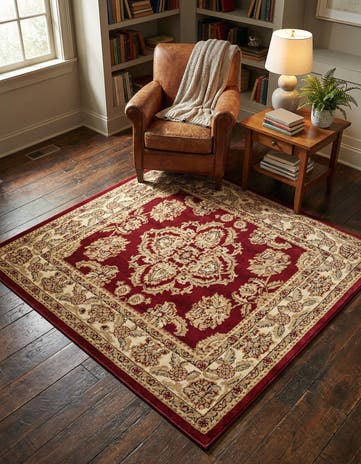 Red Aditi Square Rug