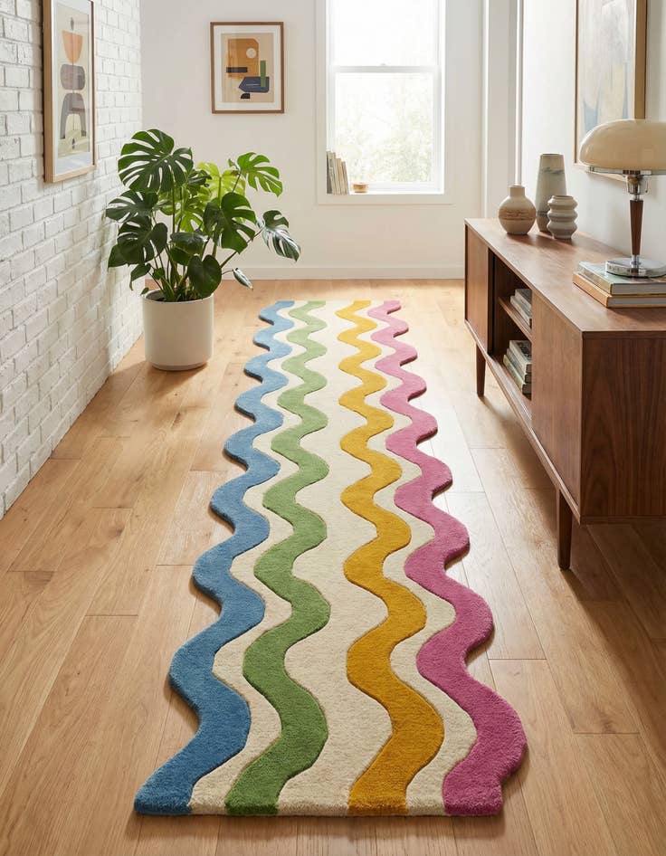 Detail image of 2' 7 x 13' 1 Happy Rugs Wavy Wool Runner