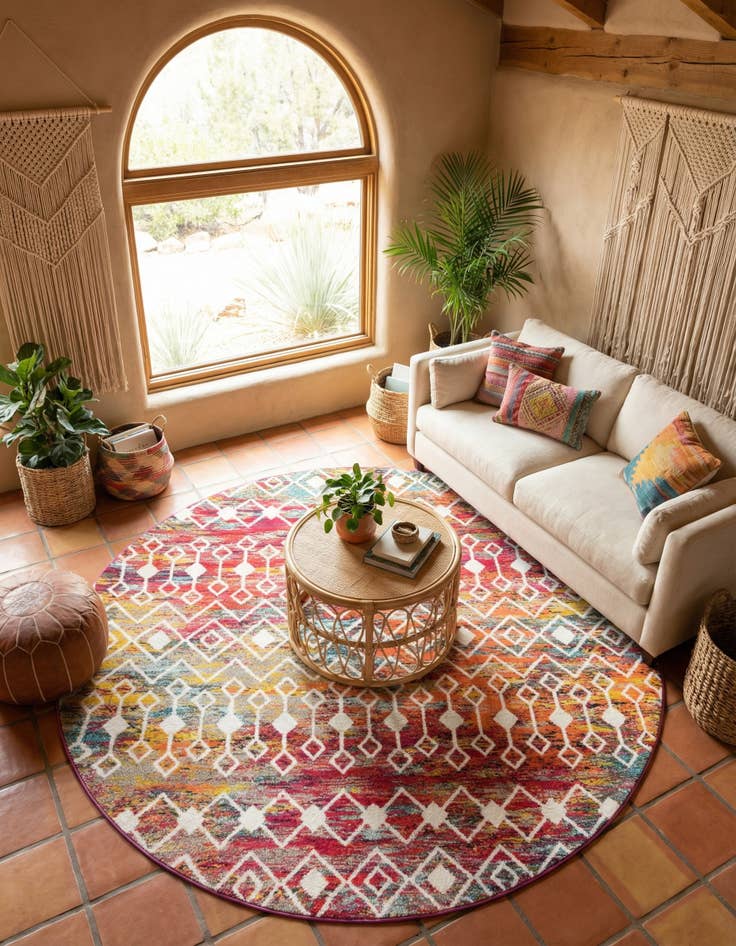 Detail image of 10' x 10' Moroccan Trellis Round Rug