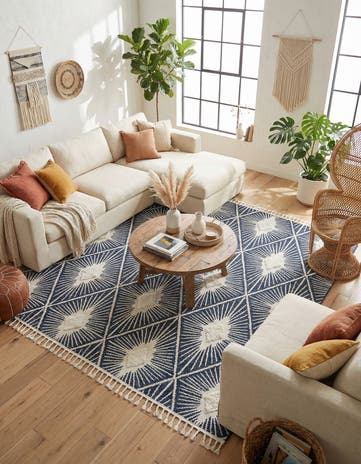 Blue Boho Square Rug