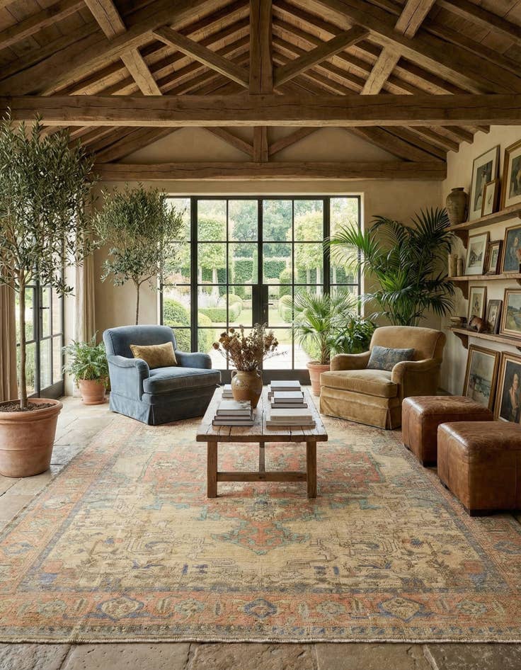 Detail image of 9' 5 x 12' 1 Hand Knotted Oushak Wool Rug