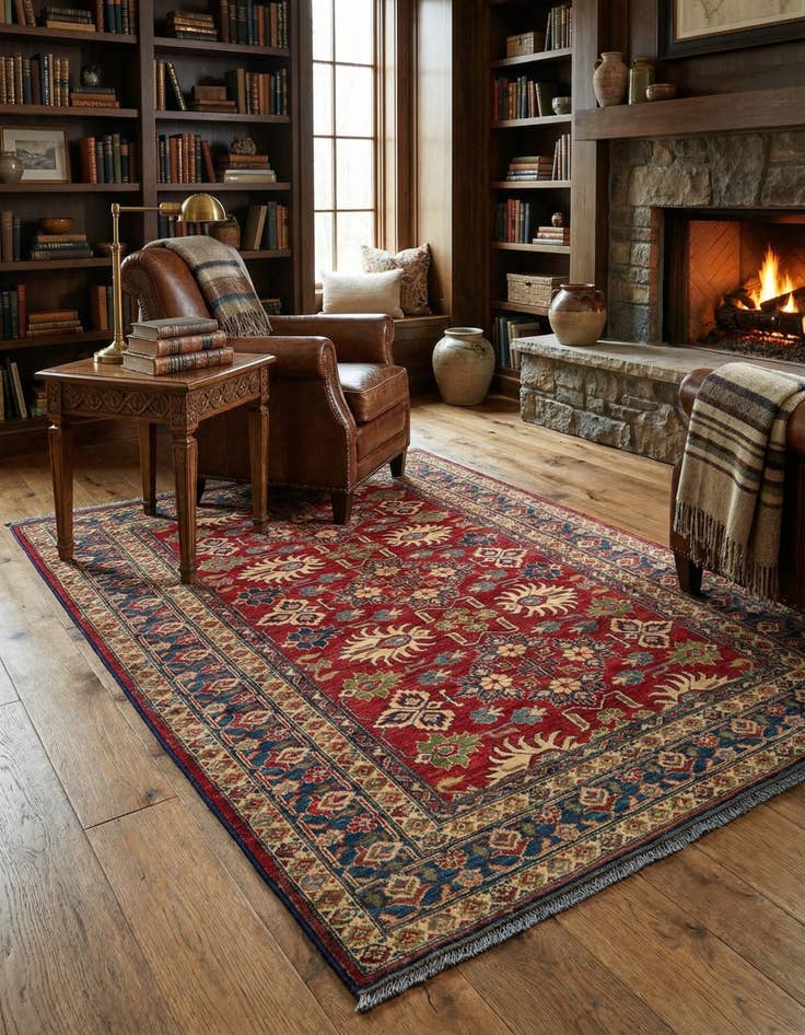 Detail image of 4' 10 x 6' 4 Hand Knotted Kazak Wool Rug