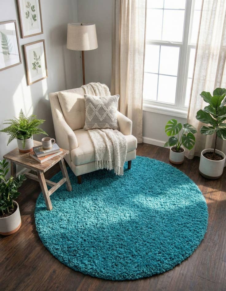 Detail image of 4' x 4' Solid Shag Round Rug