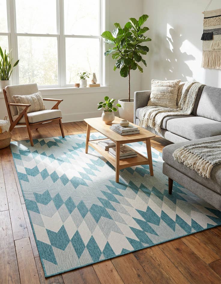 Detail image of 7' 10 x 10'  Washable Modern Indoor / Outdoor Rug