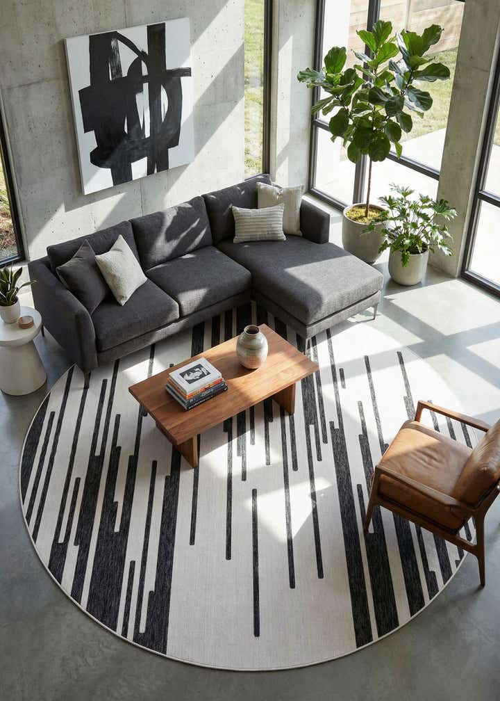 13' x 13' Easy-Clean Modern Indoor / Outdoor Round Rug
