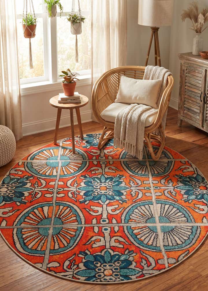 6' x 6' Washable Casablanca Round Rug