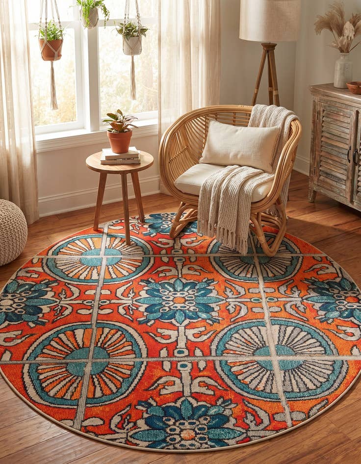 Detail image of 6' x 6' Washable Casablanca Round Rug