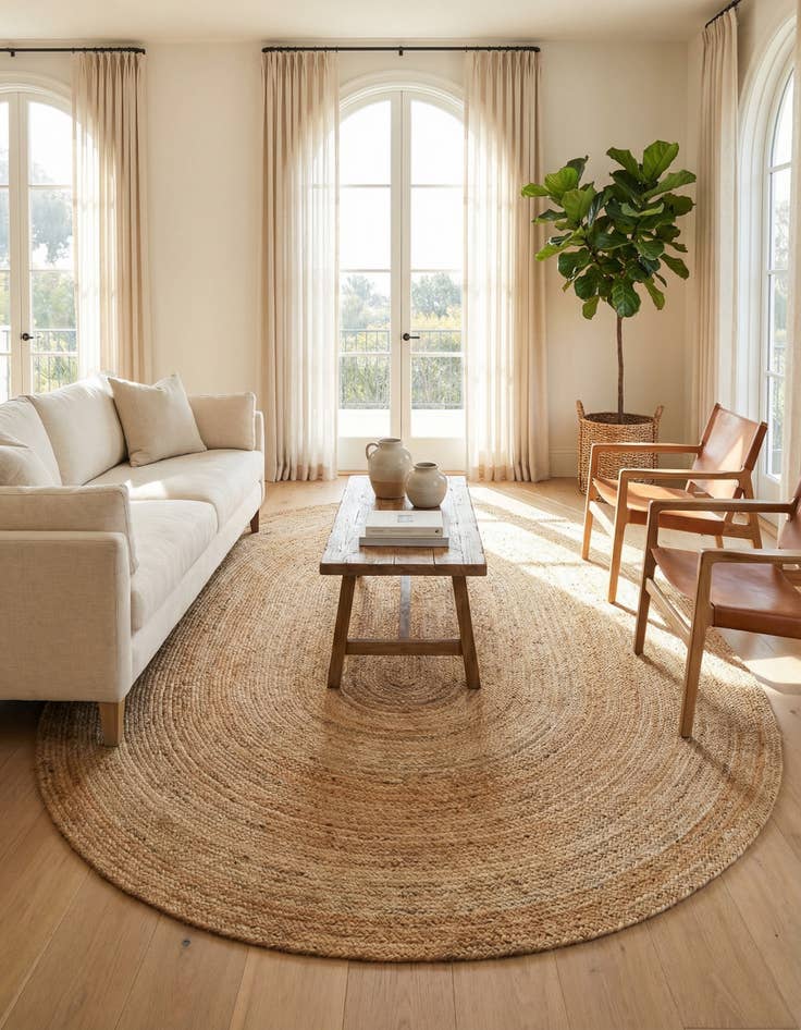 Detail image of 7' 10 x 10'  Hand Braided Jute Luxe Oval Rug