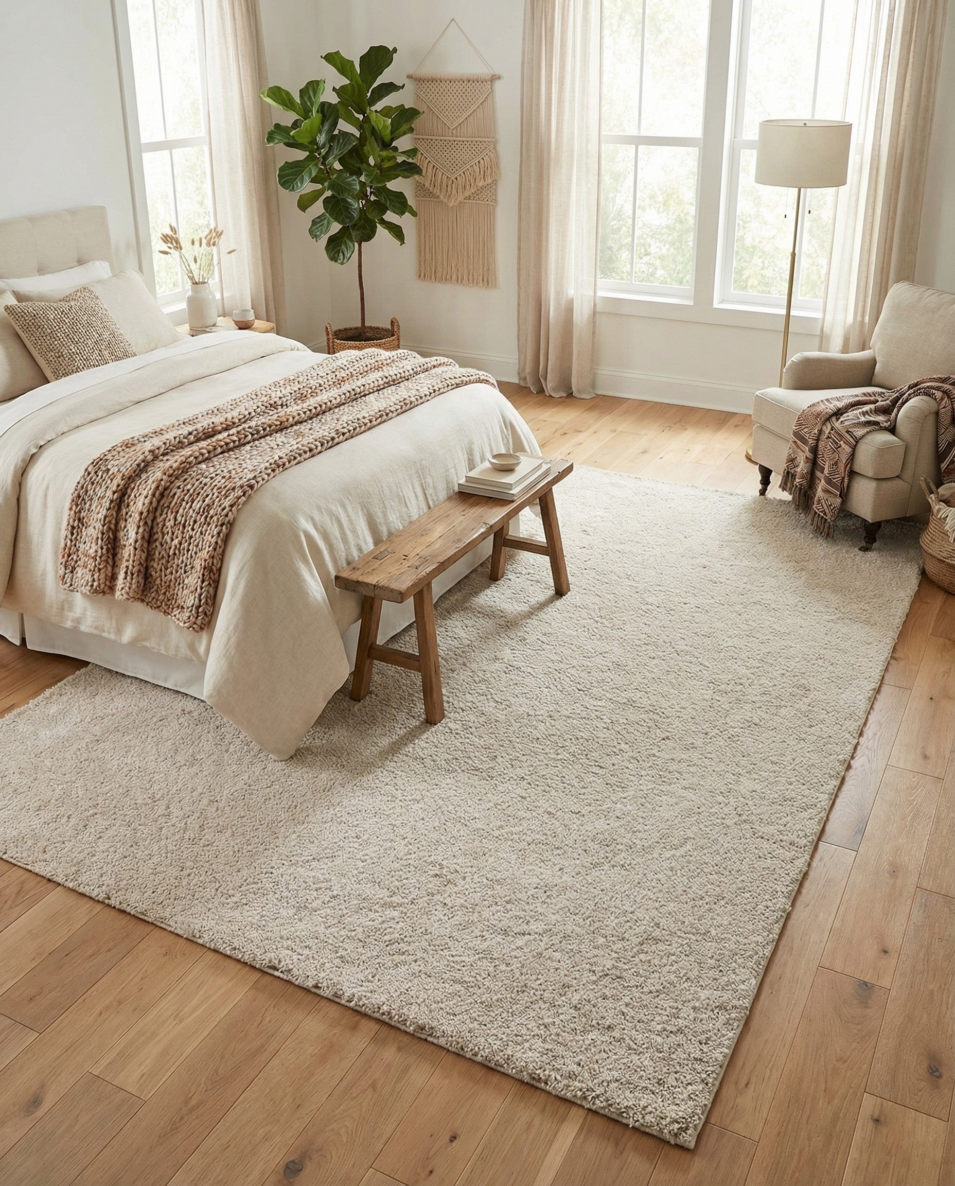 6' x 9' Soft Solid Shag Rug