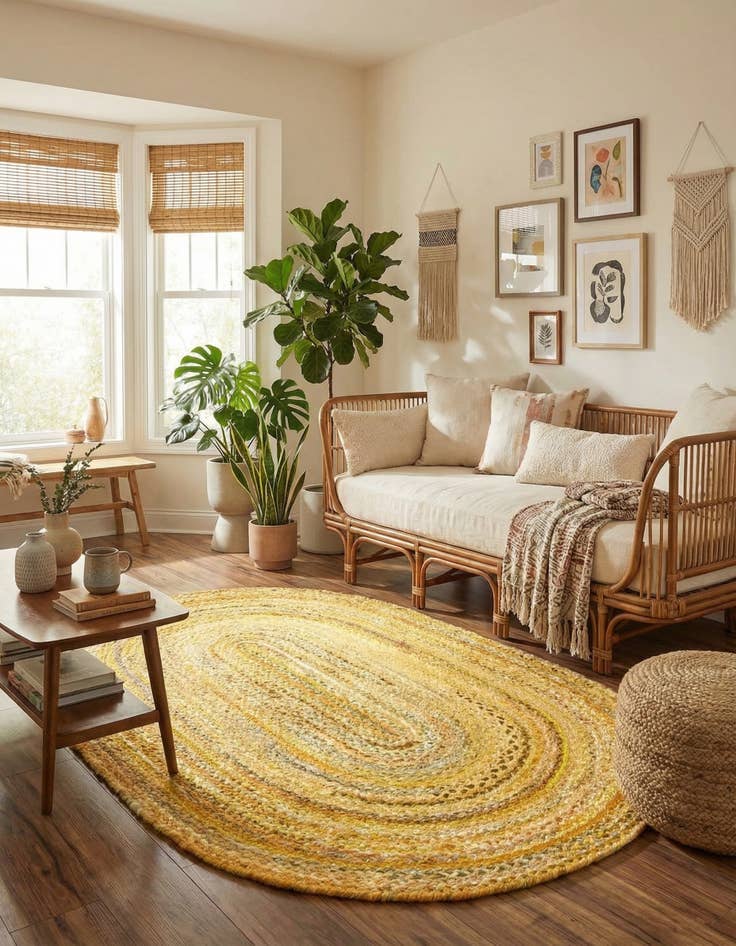 Detail image of 5' 1 x 8' Handmade Braided Chindi Oval Rug