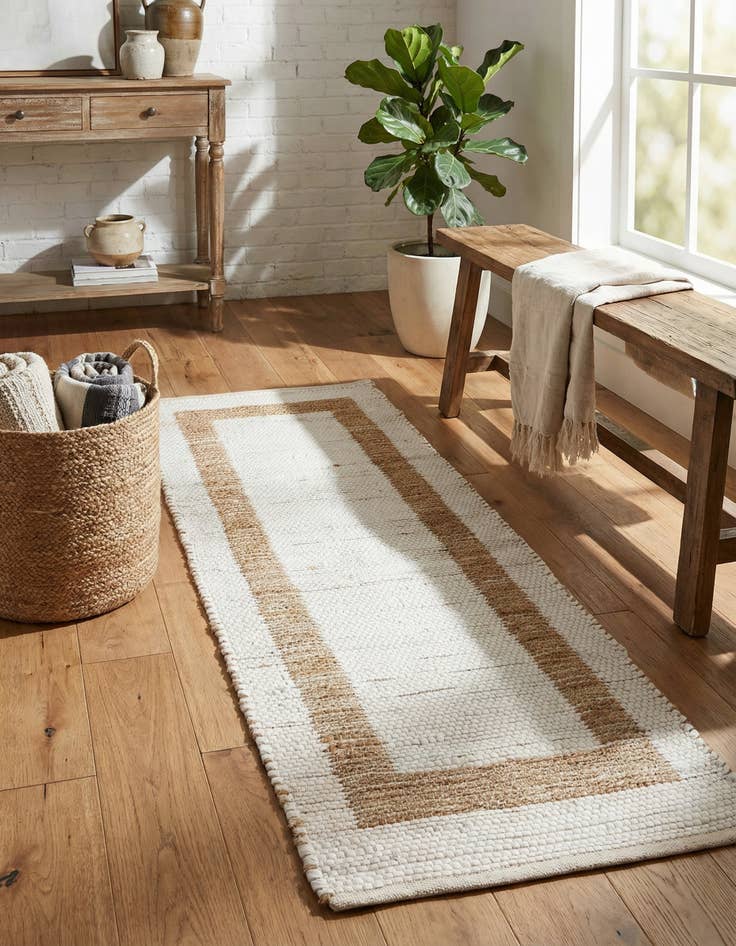 Detail image of  2' 2 x 6' 1  Hand Woven Chindi Jute Runner Rug