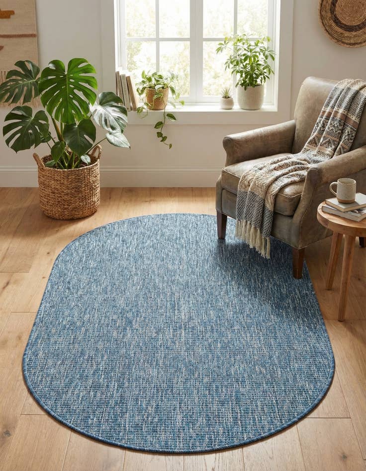 Detail image of 3' x 5' 3 Washable Solid Indoor / Outdoor Oval Rug