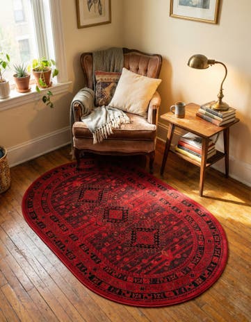 Red Bokhara Oval Rug