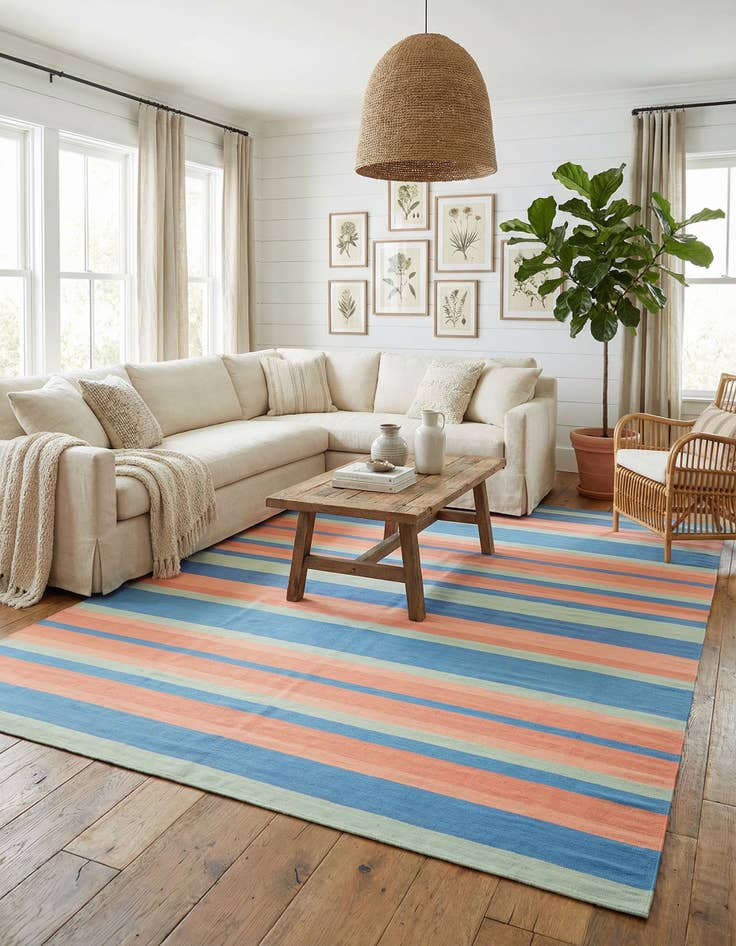 Detail image of 10' x 14' 1 Hand Woven Flatweave Cotton Dhurrie Rug