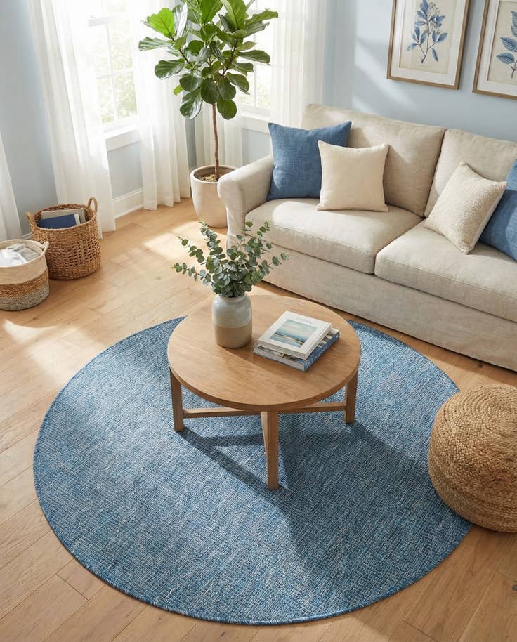 Detail image of 5' 3 x 5' 3 Easy-Clean Solid Indoor / Outdoor Round Rug
