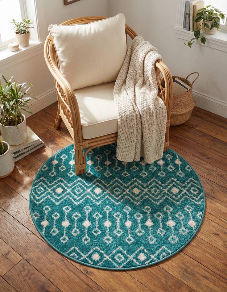 Detail image of 3' 3 x 3' 3 Moroccan Trellis Round Rug