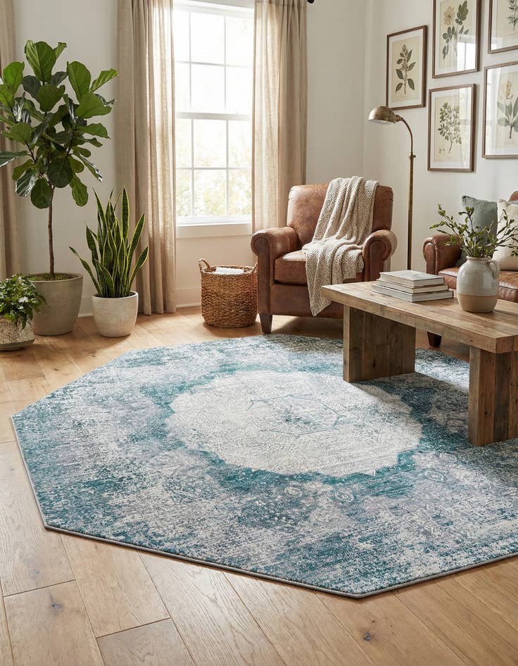 Detail image of 7' 10 x 7' 10  Washable Yara Octagon Rug