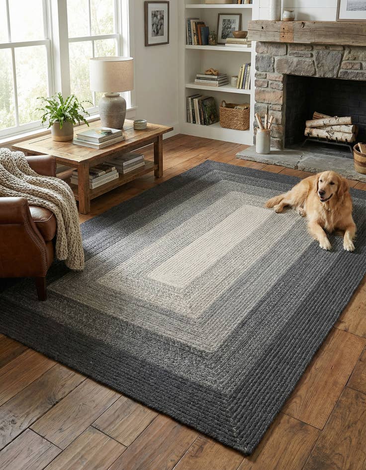 Detail image of 5' 1 x 8' Handmade Hand Braided Wool Rug