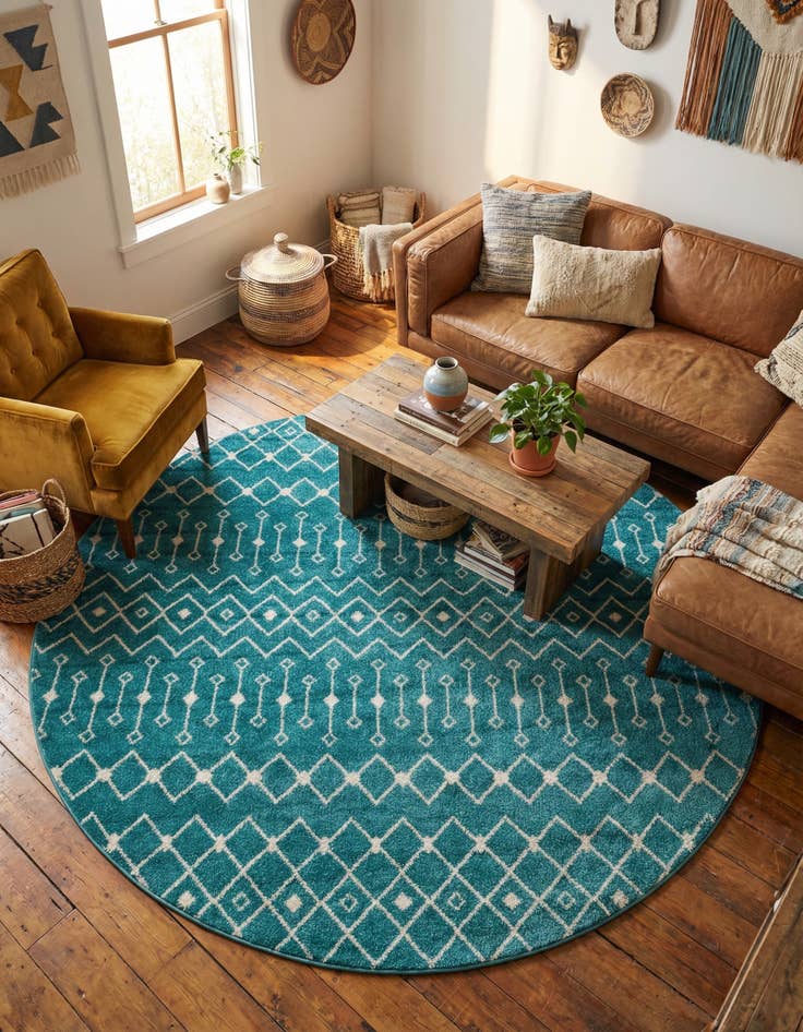 Detail image of 10' x 10' Moroccan Trellis Round Rug