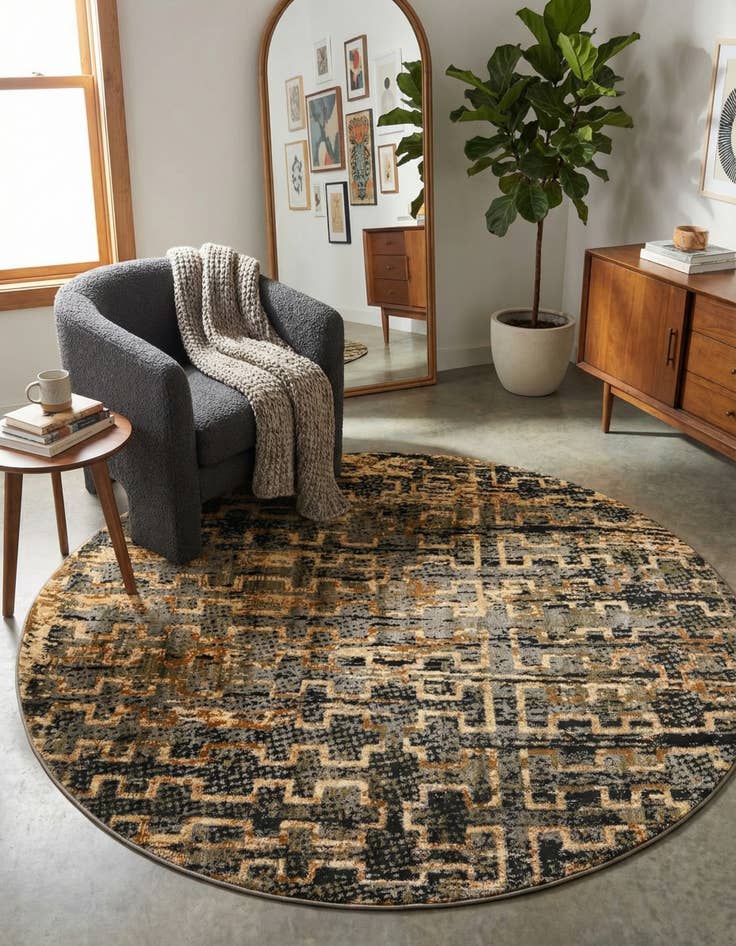 Detail image of  5' 3 x 5' 3 Saturn Round Rug