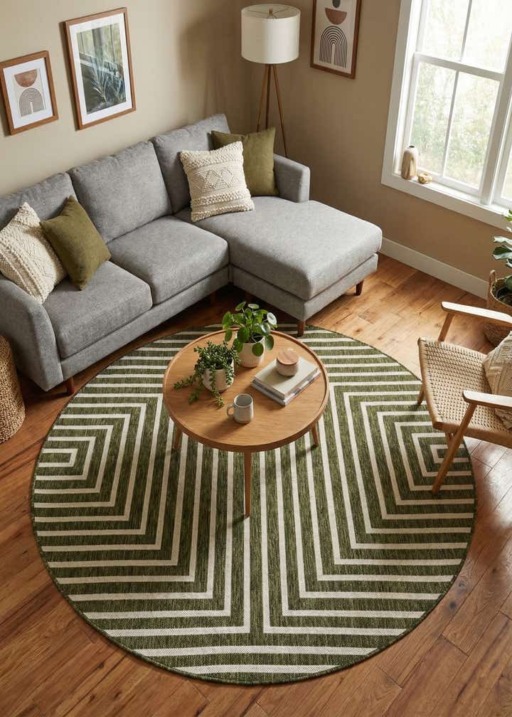 6' x 6' Easy-Clean Modern Indoor / Outdoor Round Rug