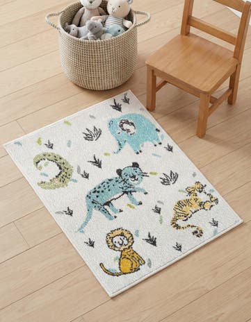 Ivory Animals Whimsy Kids Rug