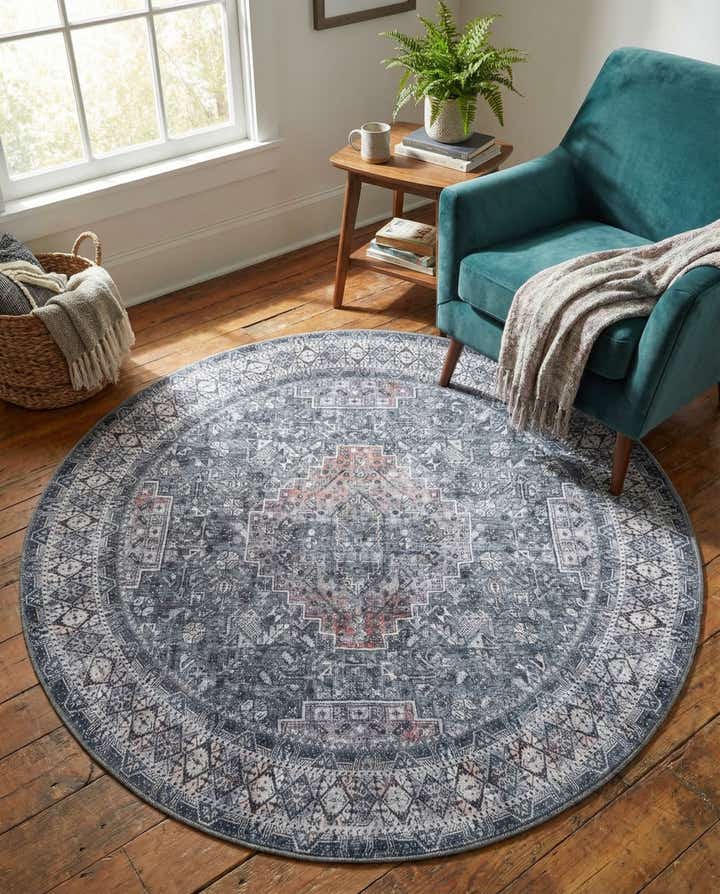 5' 1 x 5' 1 Washable Timeless Round Rug