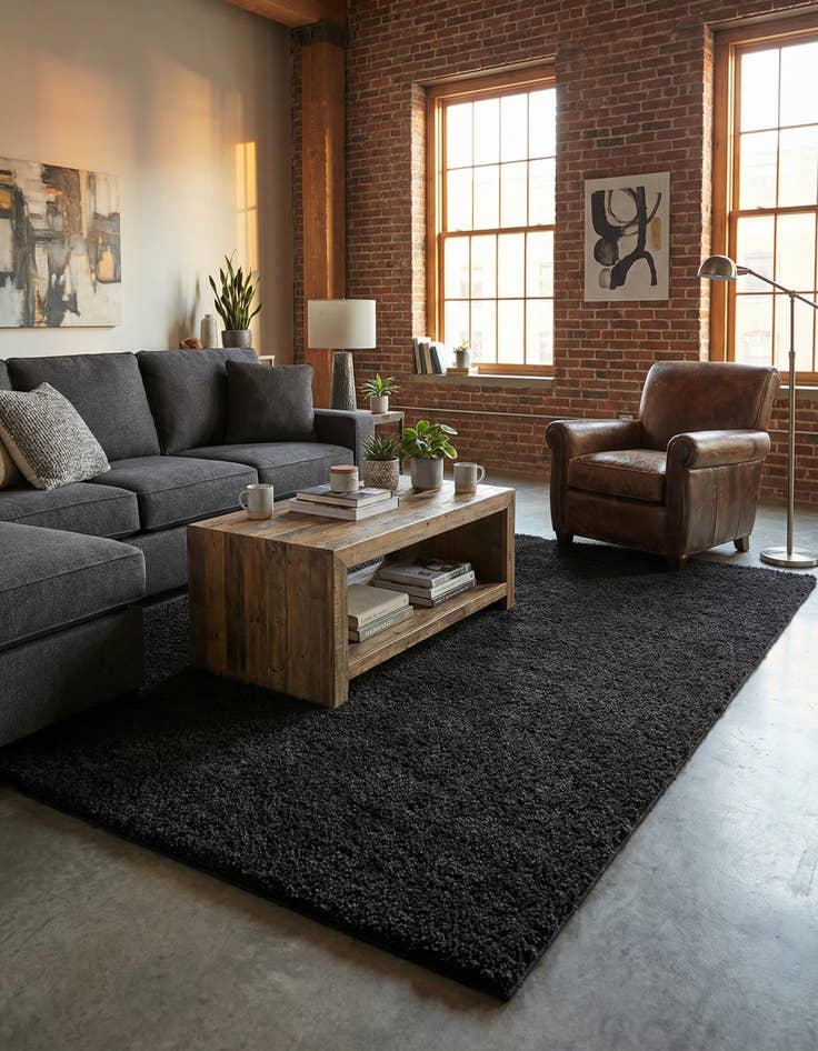 Detail image of 5' 3 x 7' 7 Solid Frieze Rug