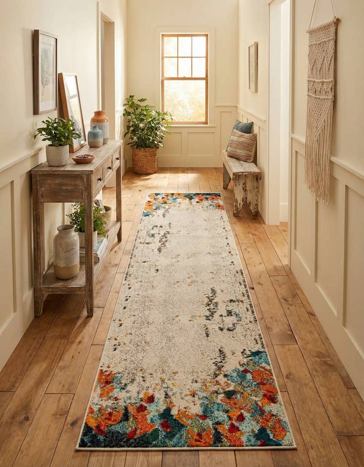 Detail image of 2' 7 x 10' Washable Theia Runner Rug