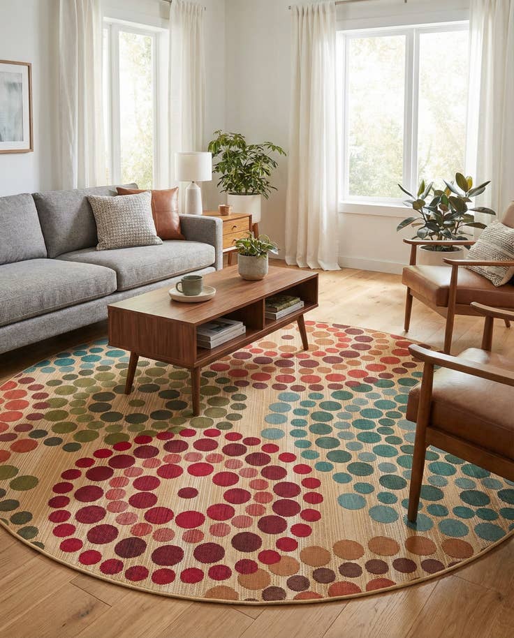 Detail image of 7' x 7' Easy-Clean Modern Indoor / Outdoor Round Rug