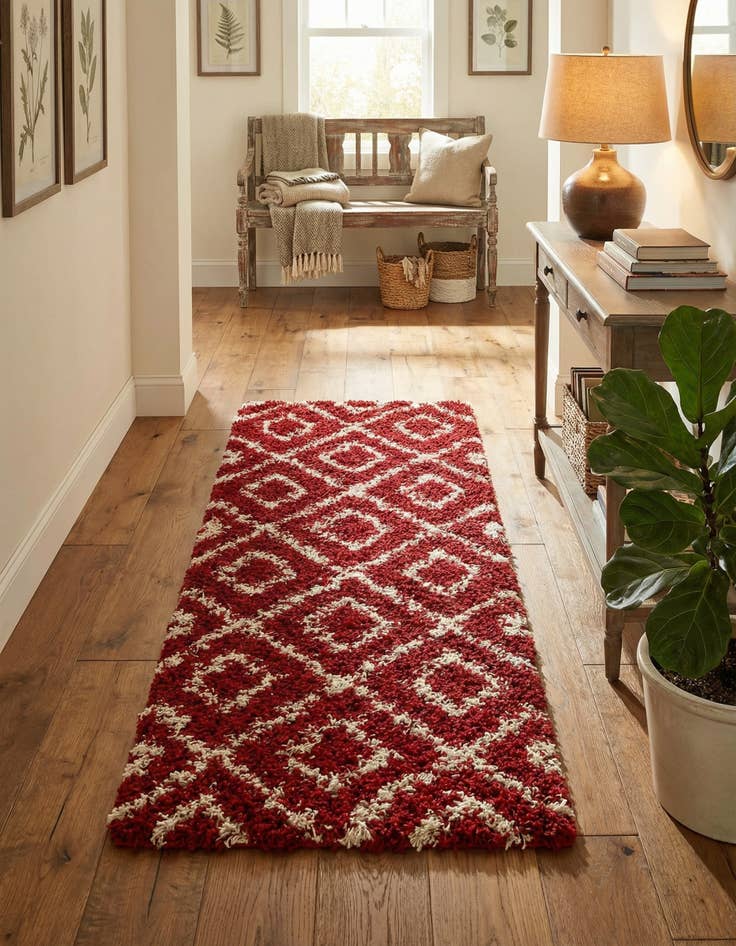 Detail image of 2' x 5' Lattice Shag Runner Rug