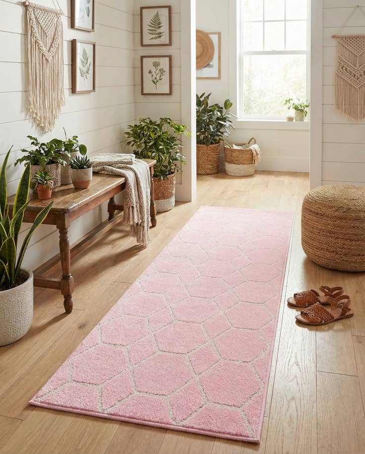 Detail image of 2' x 6' Lattice Frieze Runner Rug