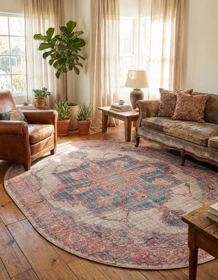 Detail image of 7' 10 x 10' Washable Nostalgia Oval Rug