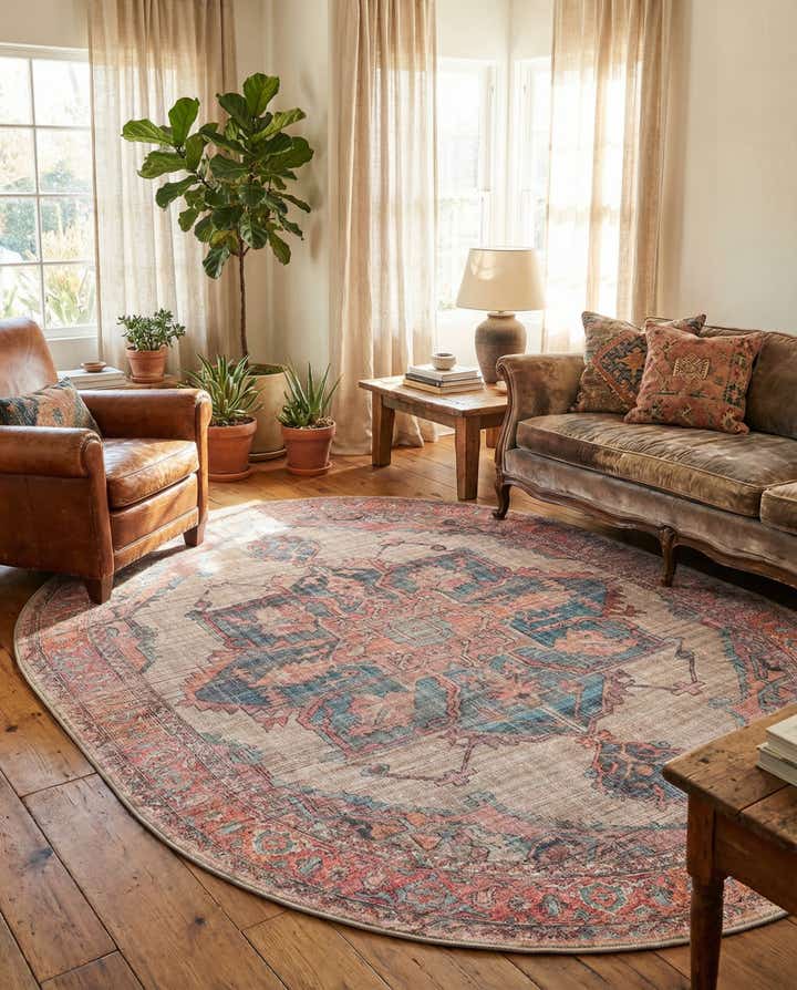 7' 10 x 10' Washable Nostalgia Oval Rug