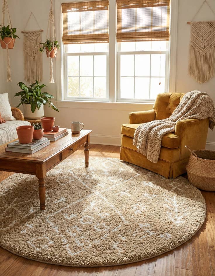 Detail image of 5' x 5' Moroccan Shag Round Rug